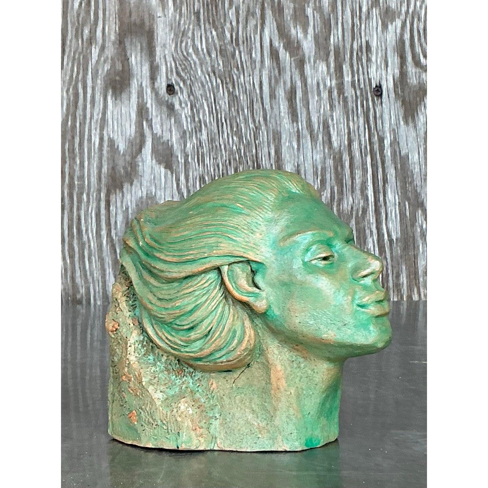 Scultura di donna in terracotta vintage Boho in vendita 1