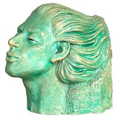 Vintage Boho Terracotta Sculpture of Woman