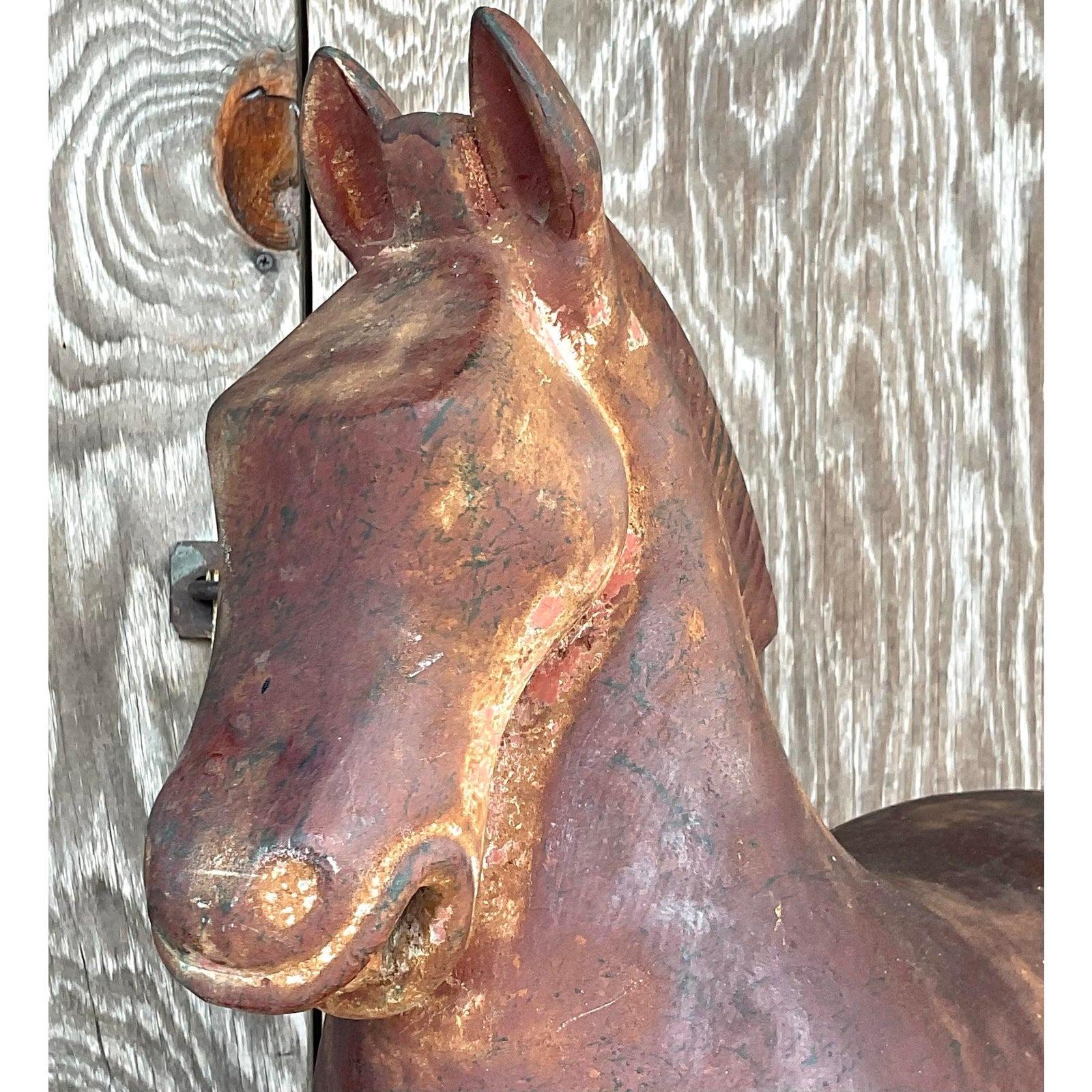 Vintage Boho Terracotta Tang Horse Sculpture In Good Condition In west palm beach, FL