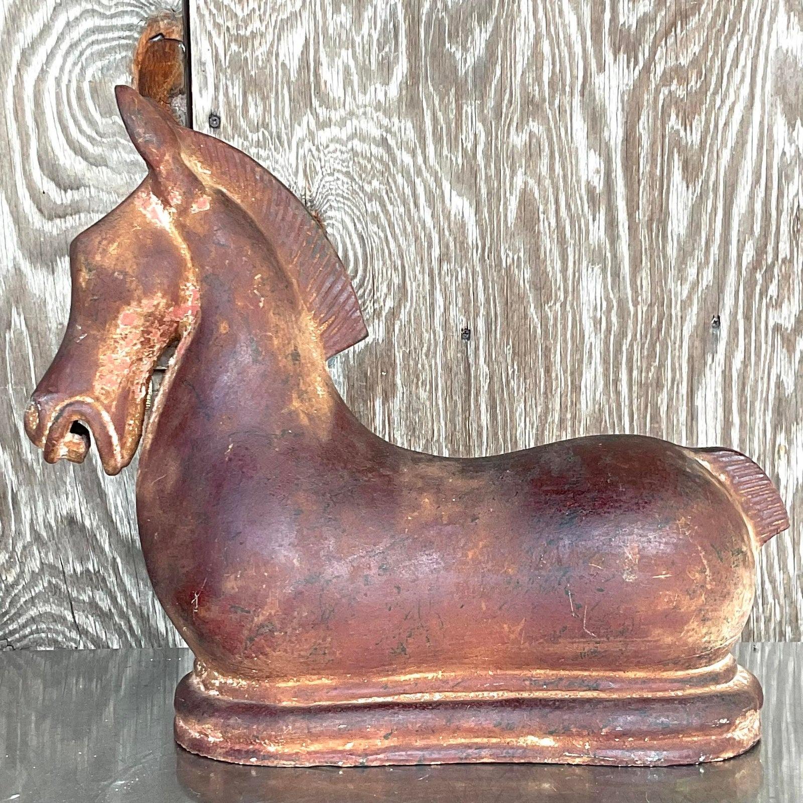 Vintage Boho Terracotta Tang Horse Sculpture 2
