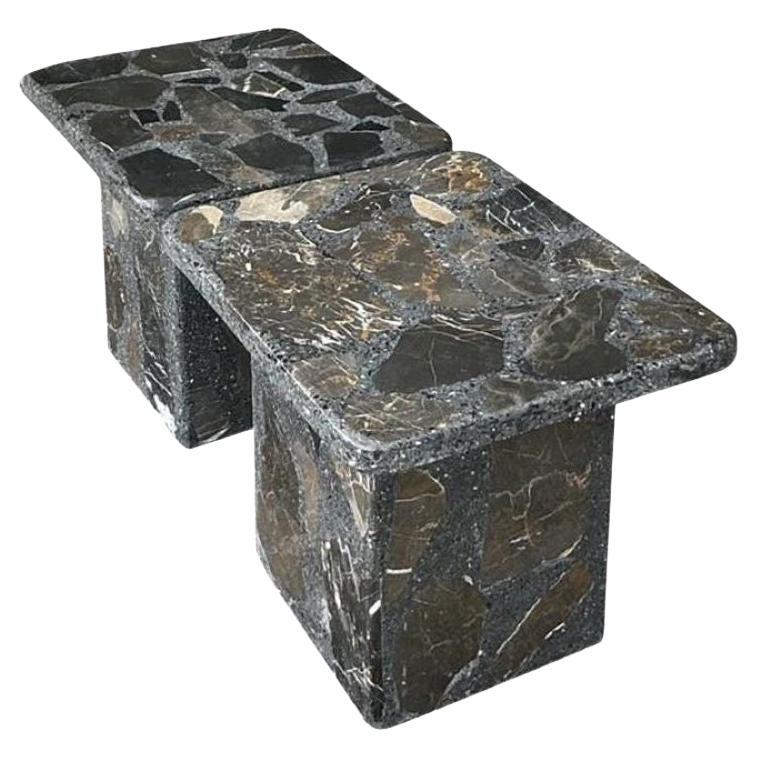 Vintage Boho Terrazzo Side Tables - A Pair