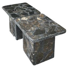 Vintage Boho Terrazzo Side Tables - A Pair