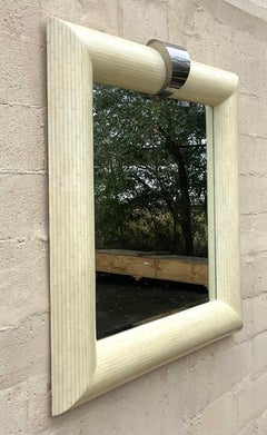 Vintage Boho Tessellated Bone and Chrome Mirror