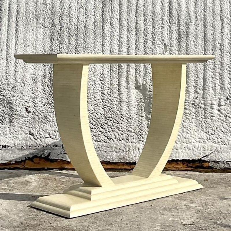Vintage Boho Tessellated Bone Konsolentisch (Hollywood Regency) im Angebot