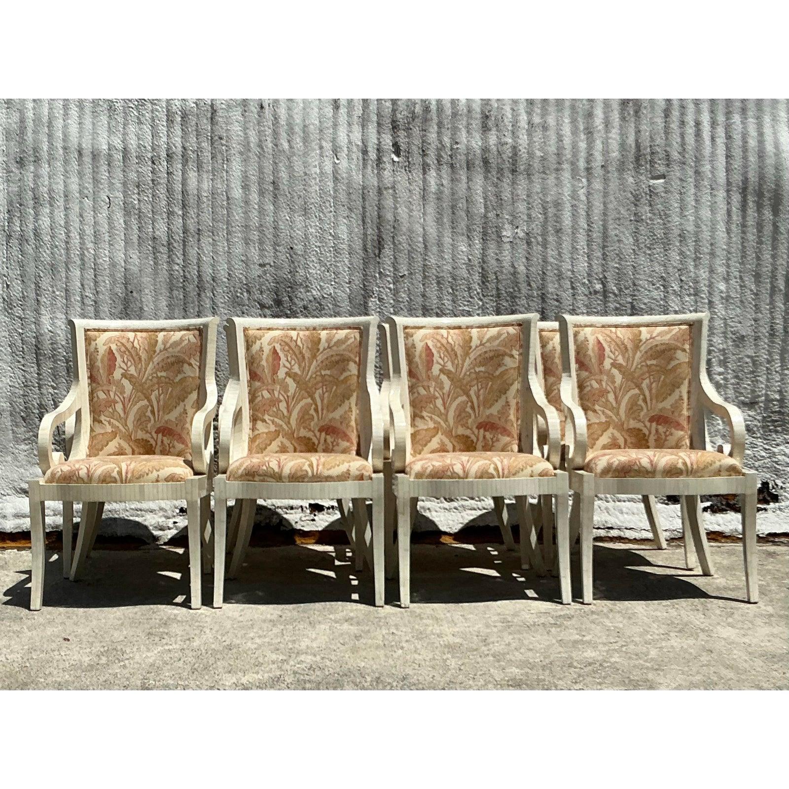Hollywood Regency Sedie da pranzo in osso tessellato vintage Boho - Set di 8 in vendita