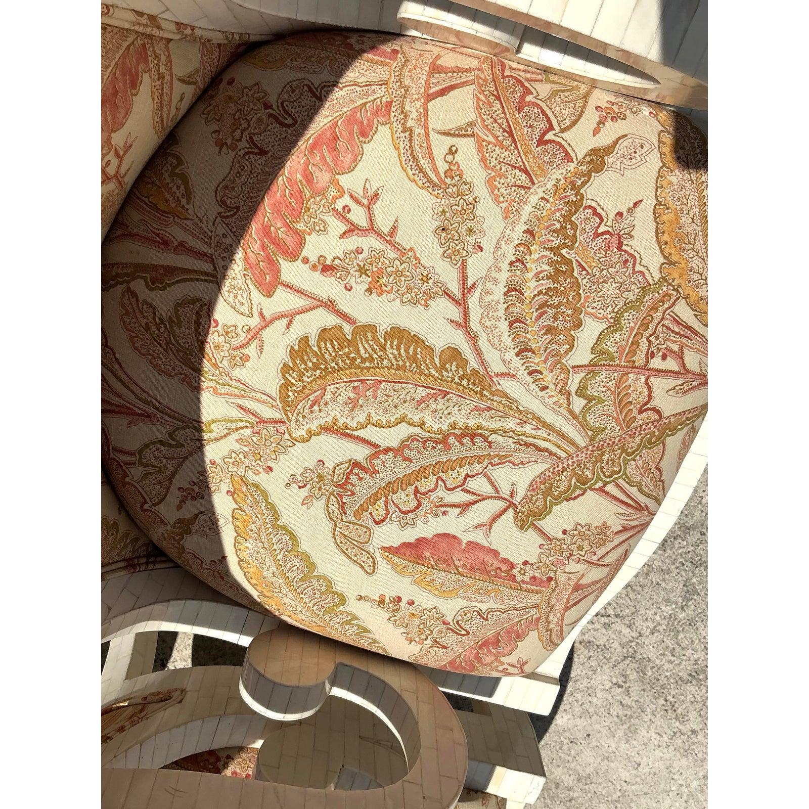 Osso Sedie da pranzo in osso tessellato vintage Boho - Set di 8 in vendita