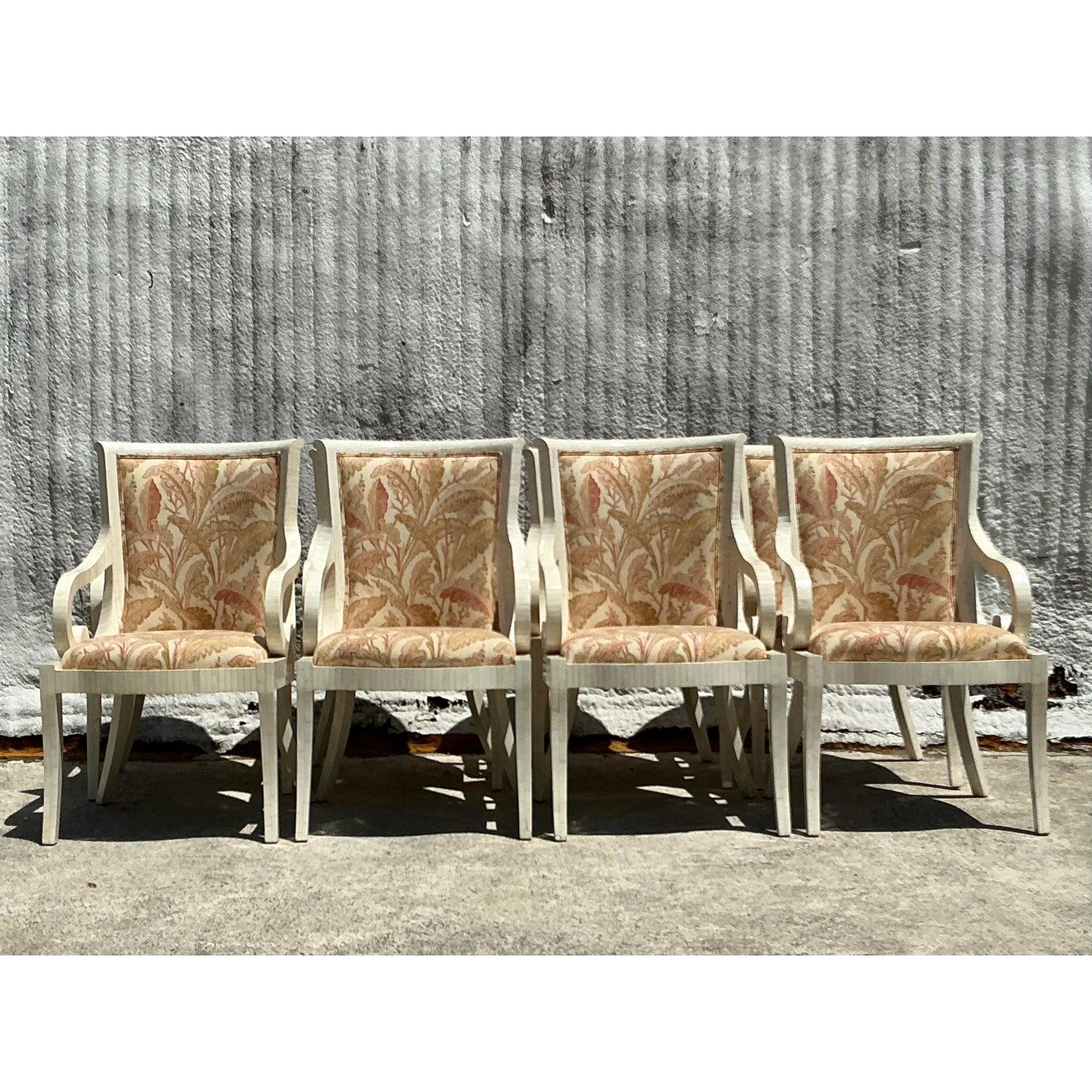 Sedie da pranzo in osso tessellato vintage Boho - Set di 8 in vendita 1