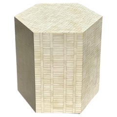 Vintage Boho Tessellated Bone Side Table