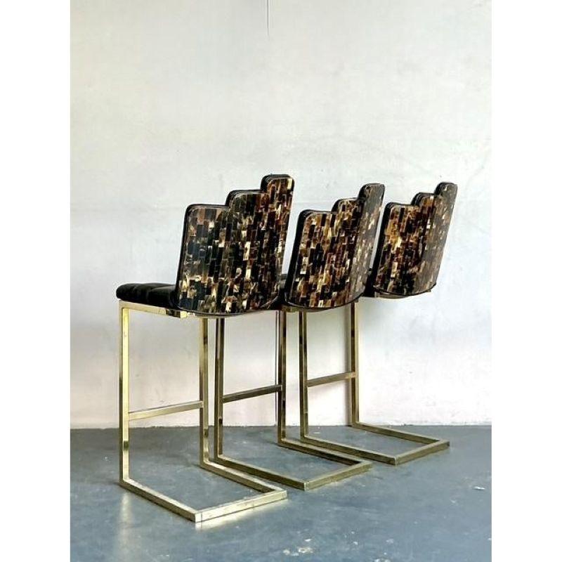 Juego de 5 barras secas de cuerno teselado boho vintage en venta 4