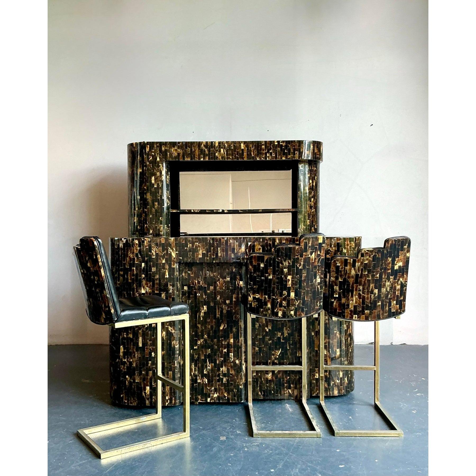 Juego de 5 barras secas de cuerno teselado boho vintage en venta 5