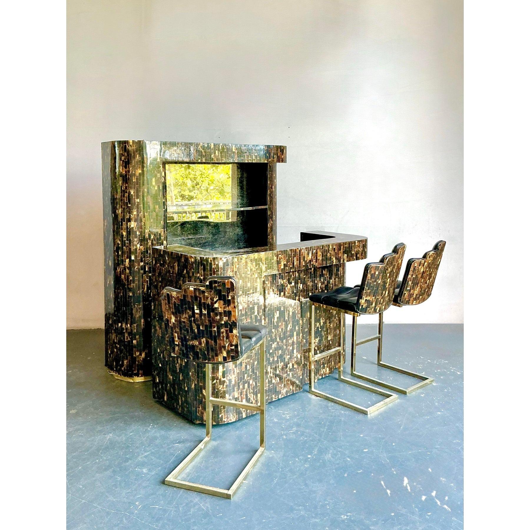 Juego de 5 barras secas de cuerno teselado boho vintage en venta 6