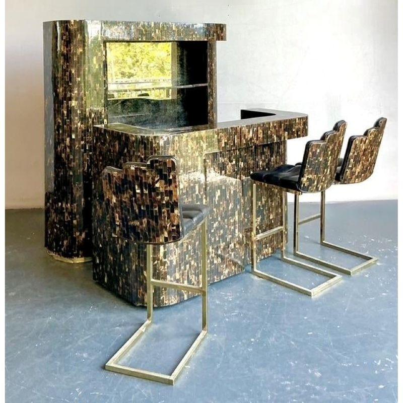 Juego de 5 barras secas de cuerno teselado boho vintage Regencia de Hollywood en venta