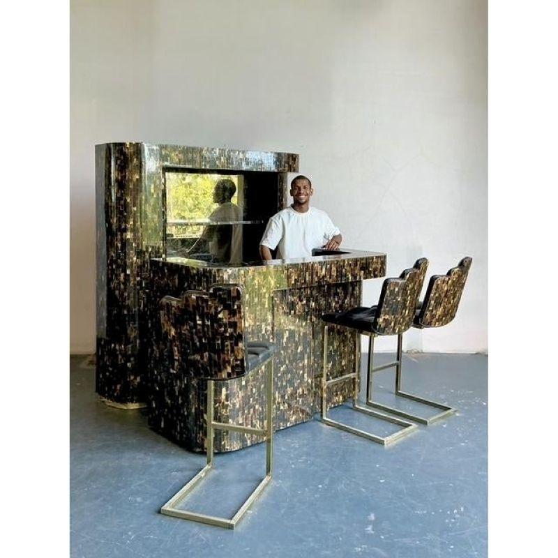 Juego de 5 barras secas de cuerno teselado boho vintage en venta 2