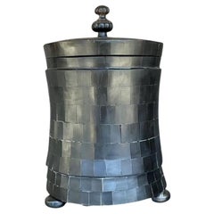 Vintage Boho Tessellated Horn Lidded Urn