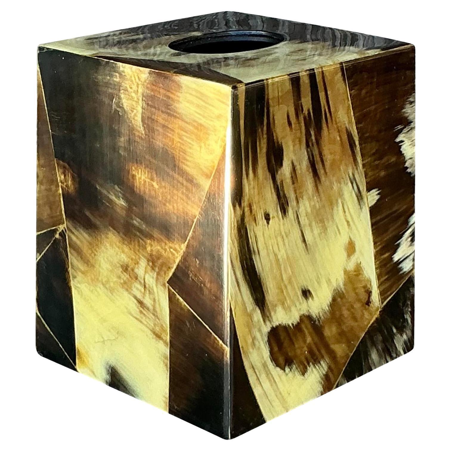 Tapa para caja de pañuelos Vintage Boho Tessellated Horn