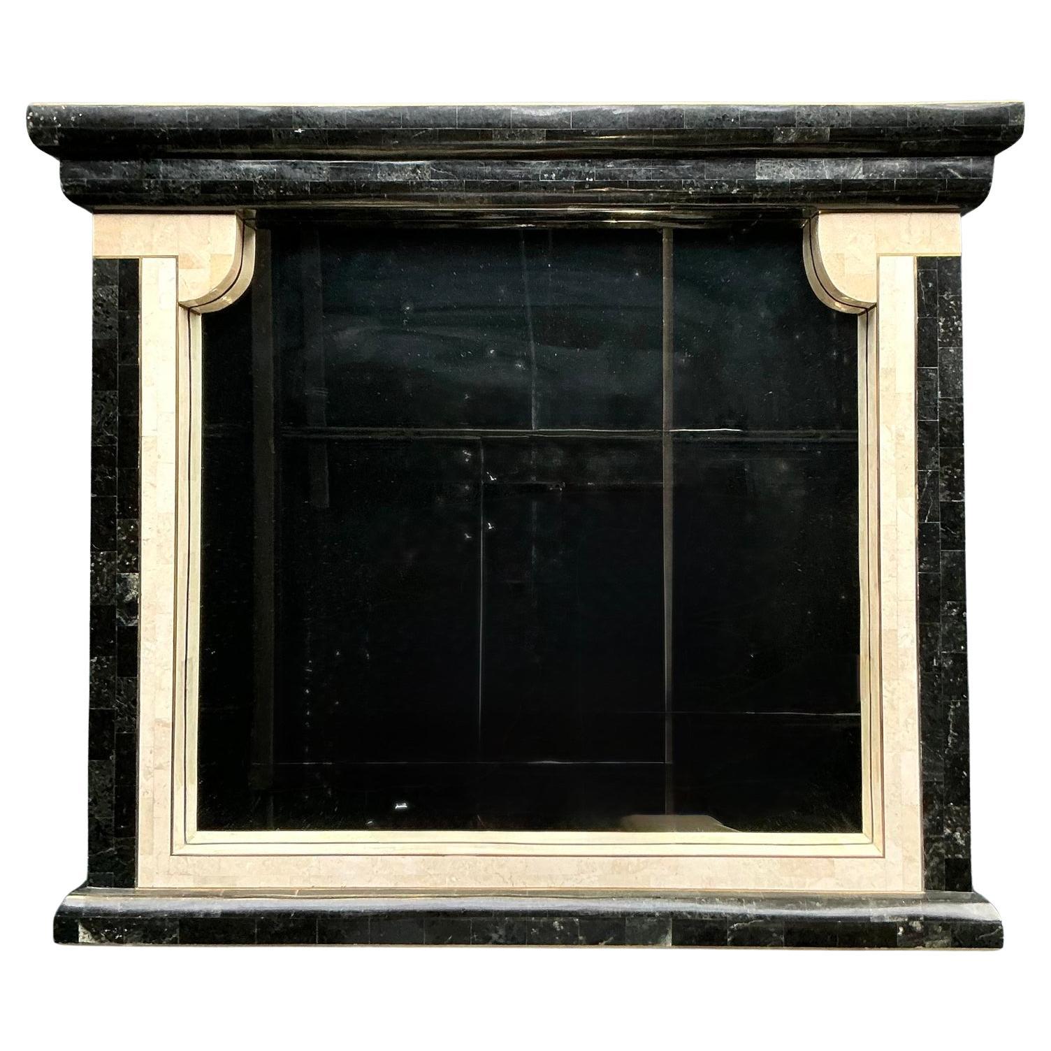 Vintage Boho Tessellated Stone Column Mirror For Sale