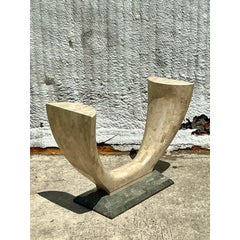 Vintage Boho Tessellated Stone Console Table