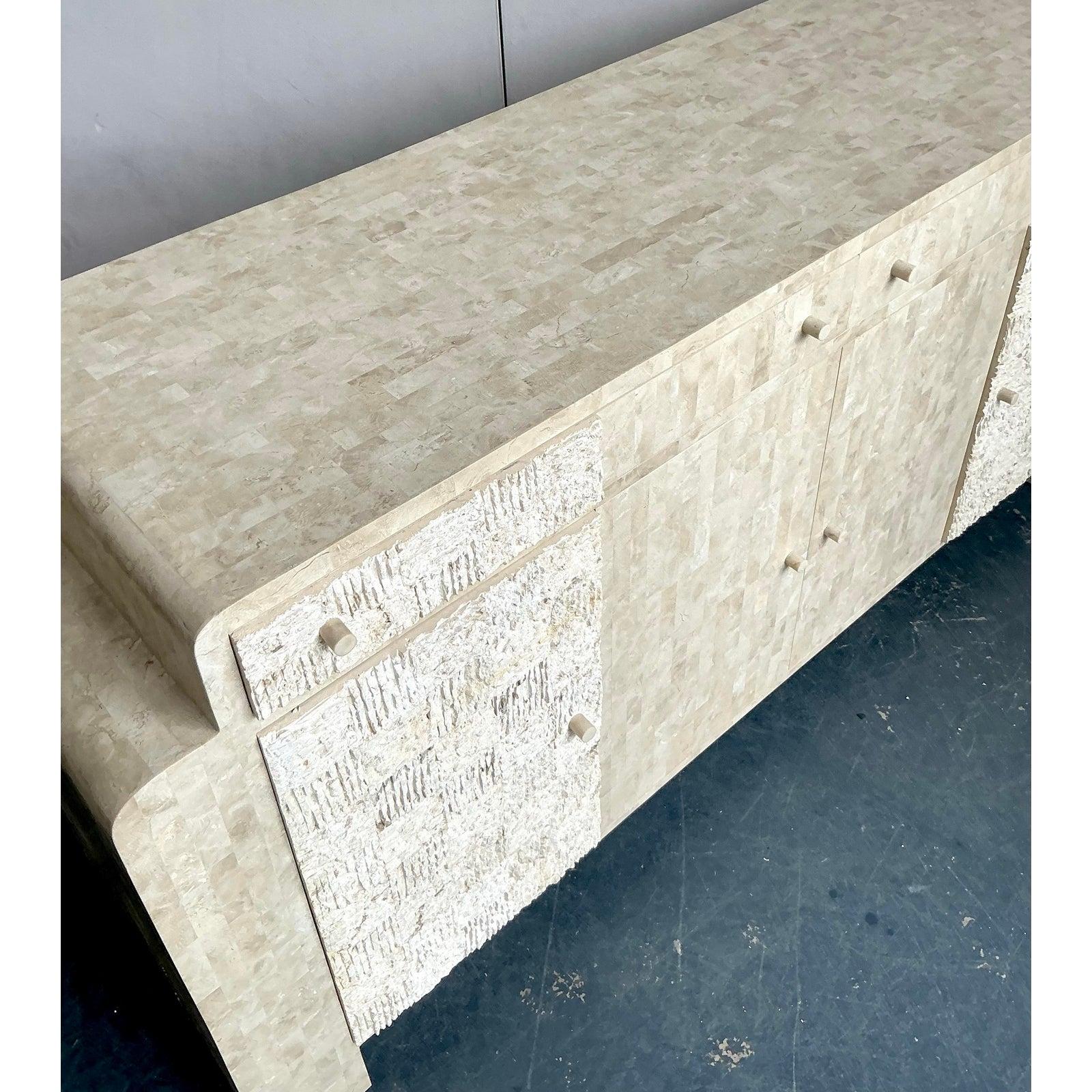 Credenza vintage in pietra tessellata bohémienne in vendita 2