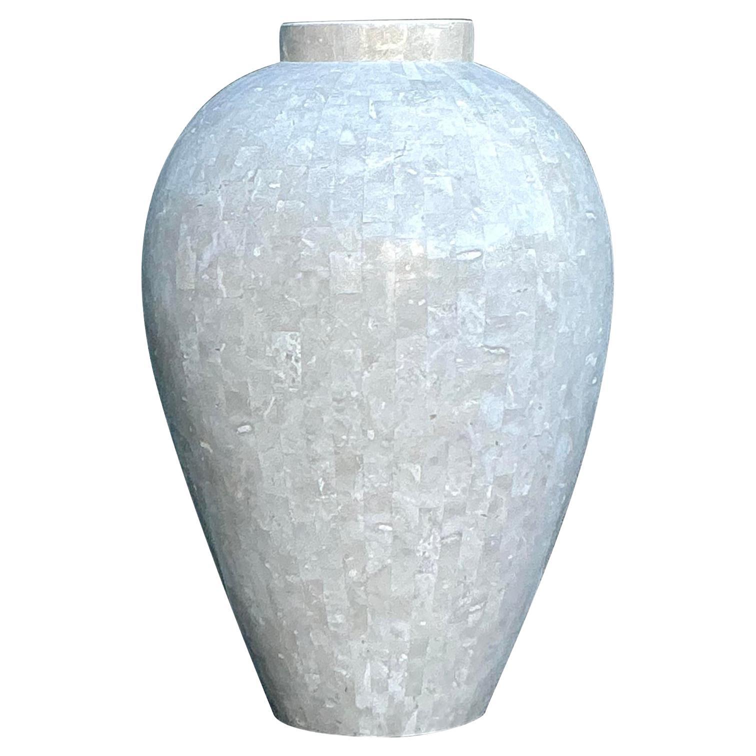 Vintage Boho Tessellated Stone Floor Vase