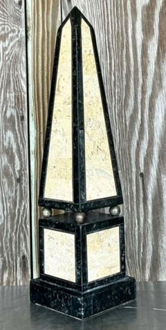 Vintage Boho Tessellated Stone Obelisk