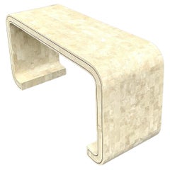 Vintage Boho Tessellated Stone Scroll Console Table