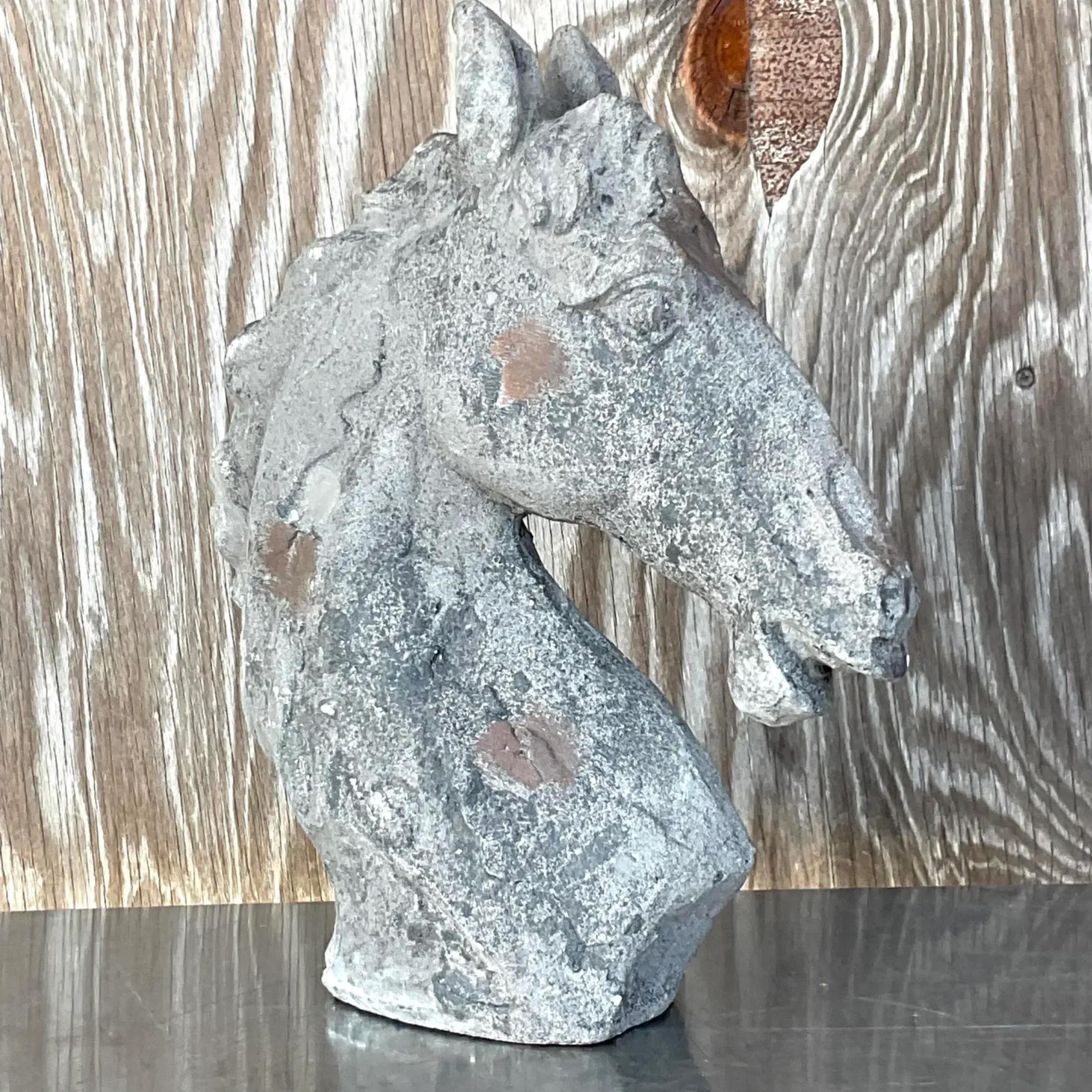 Vintage Boho Textured Horse Head In Good Condition For Sale In west palm beach, FL