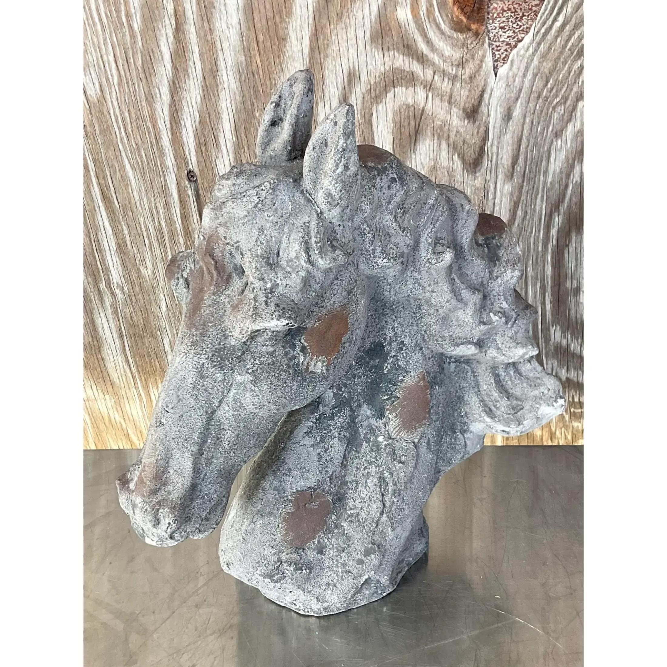 20th Century Vintage Boho Textured Horse Head For Sale