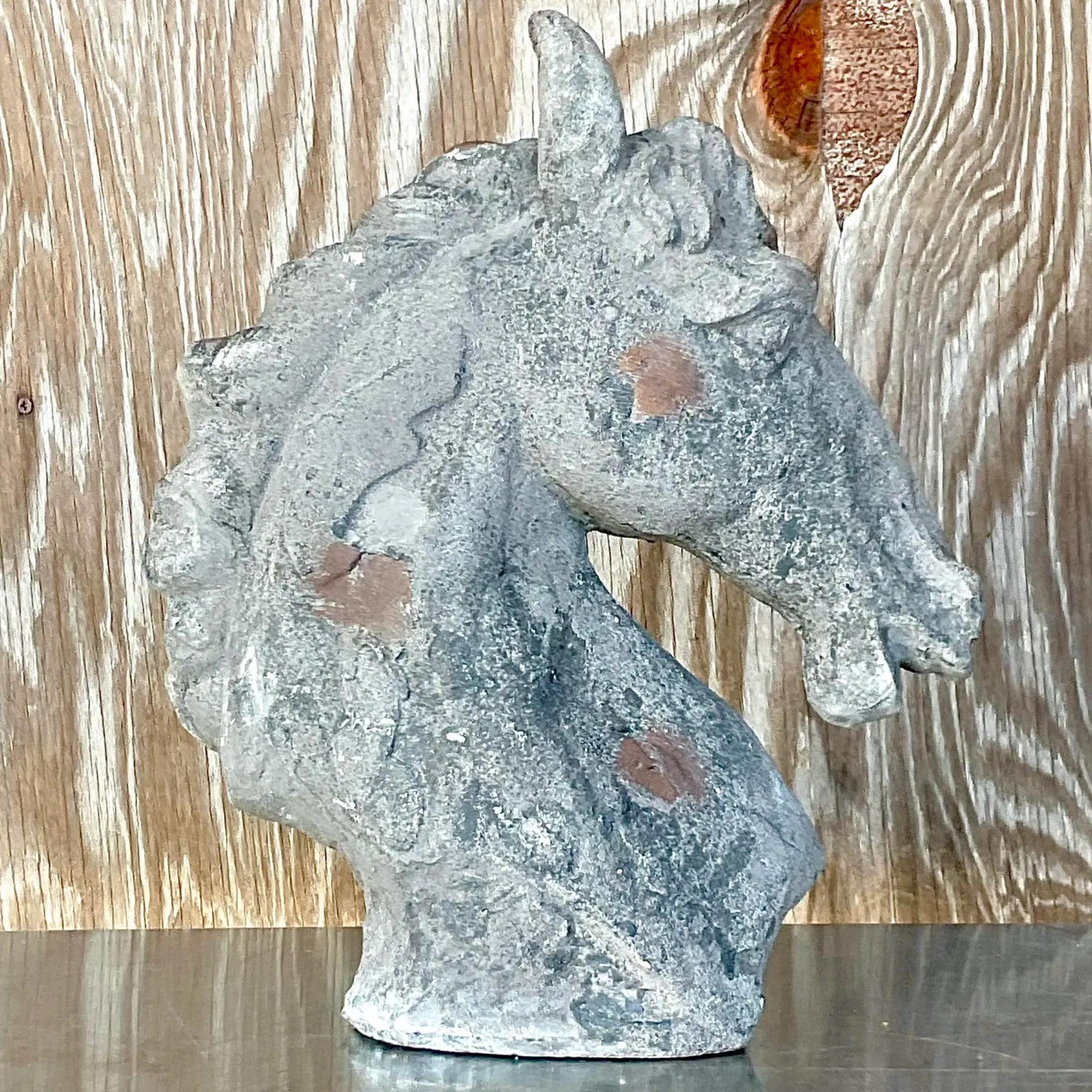 Paint Vintage Boho Textured Horse Head For Sale