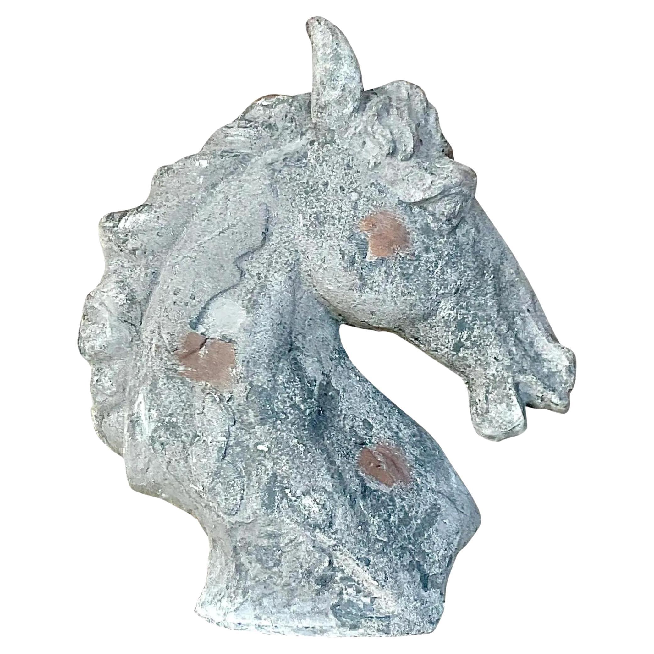 Vintage Boho Textured Horse Head For Sale