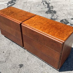 Vintage Boho Thayer Coggin Burl Wood Nightstands