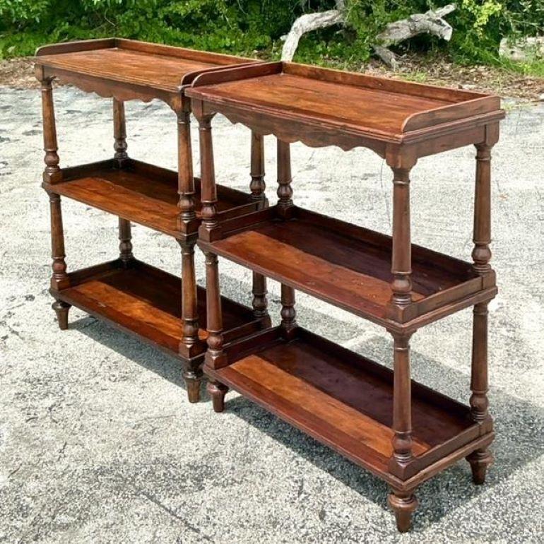 American Vintage Boho Theodore Alexander Castle Bromwich Etagere - a Pair