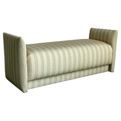 Vintage Boho Ticking Stripe Upholstered Bench