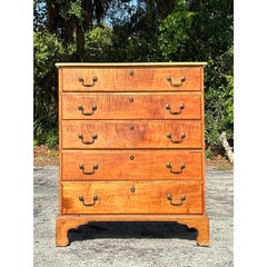 Vintage Boho Tiger Maple Chest of Drawers