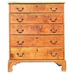 Vintage Boho Tiger Maple Chest of Drawers