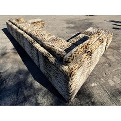 Vintage Boho Tiger Stripe Sectional Sofa