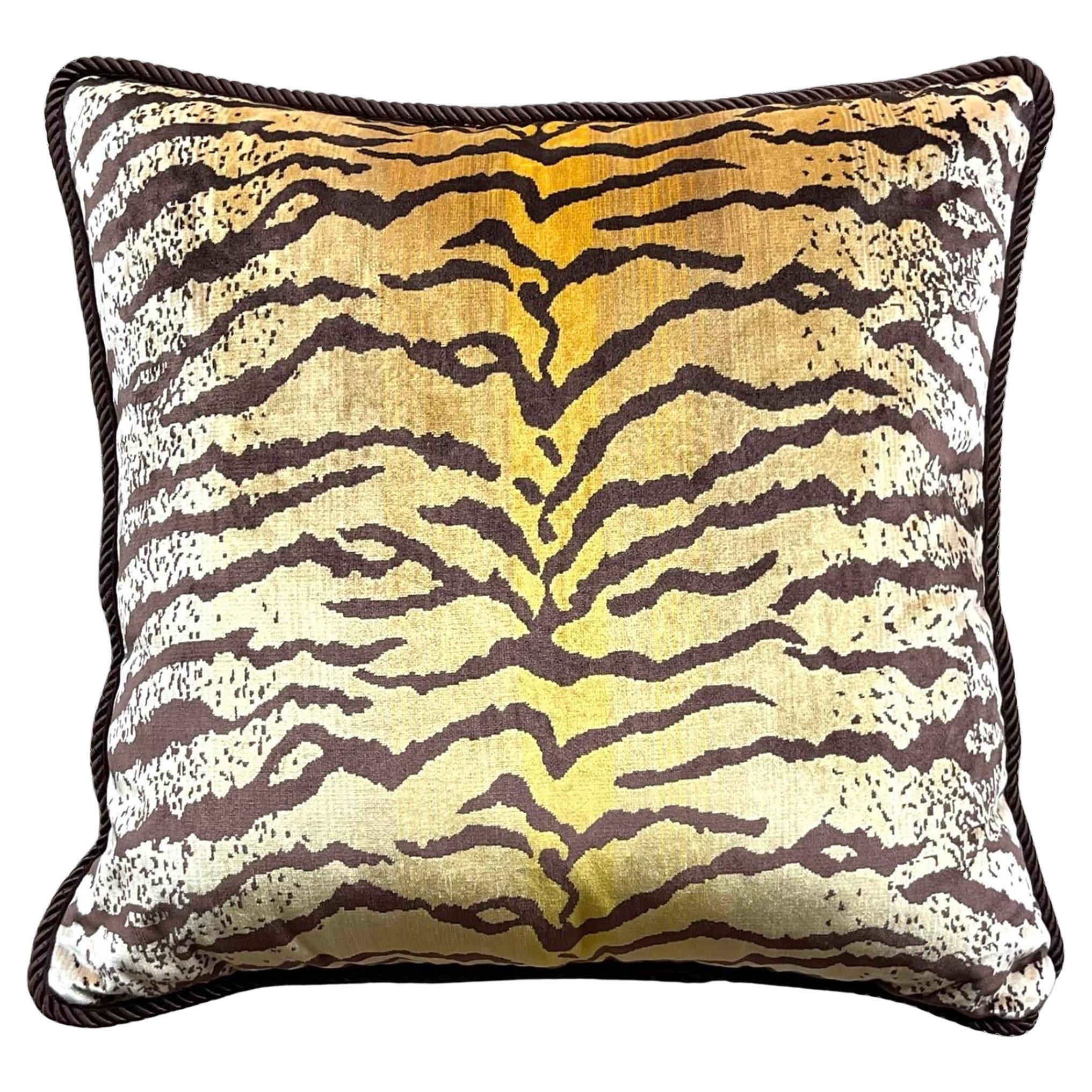 Vintage Boho Tiger Throw Pillow After Scalamandre