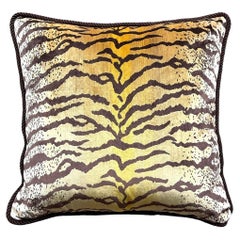 Vintage Boho Tiger Throw Pillow After Scalamandre