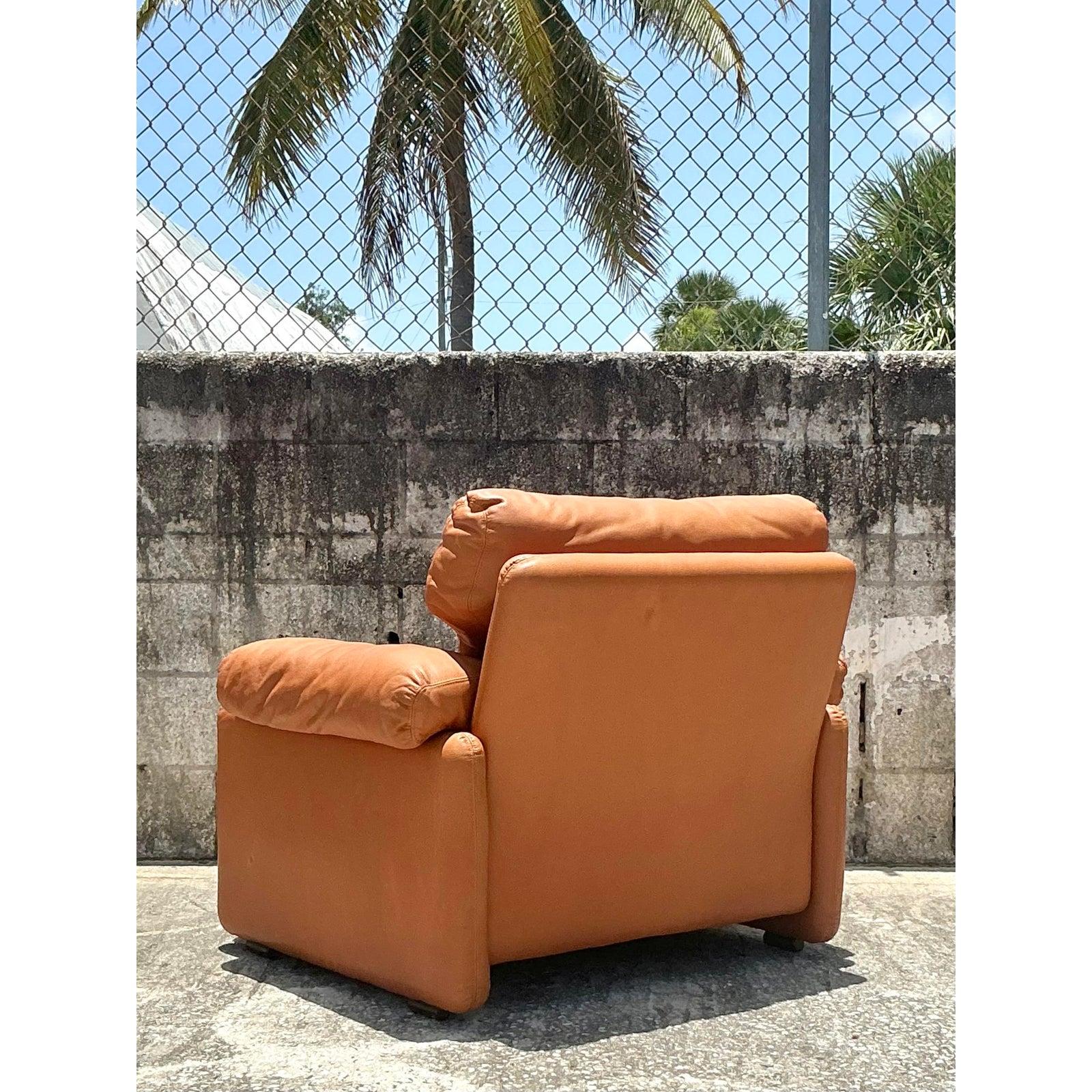 Silla de salón de cuero Vintage Boho Tobia Scarpa para B&B Italia Italiano en venta