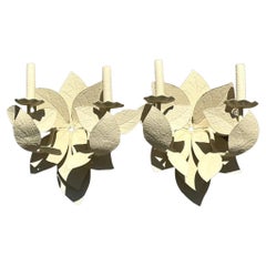 Vintage Boho Tole Leaf Sconces - a Pair