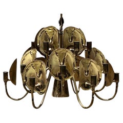 Vintage Boho Tom Greene for Feldman Torch Cut Brass Chandelier