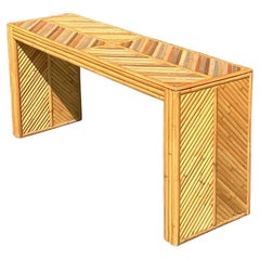 Consola de ratán vintage Boho Tonal Chevron