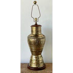 Vintage Boho Tooled Brass Lamp