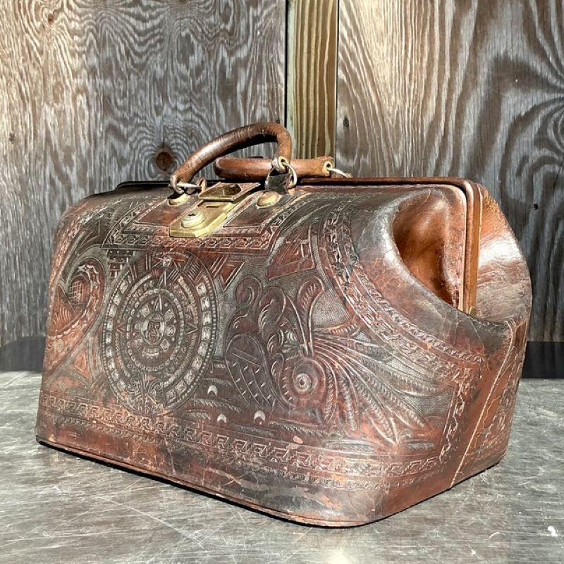 da uomo o donna Borsa da medico in pelle lavorata Vintage By in vendita