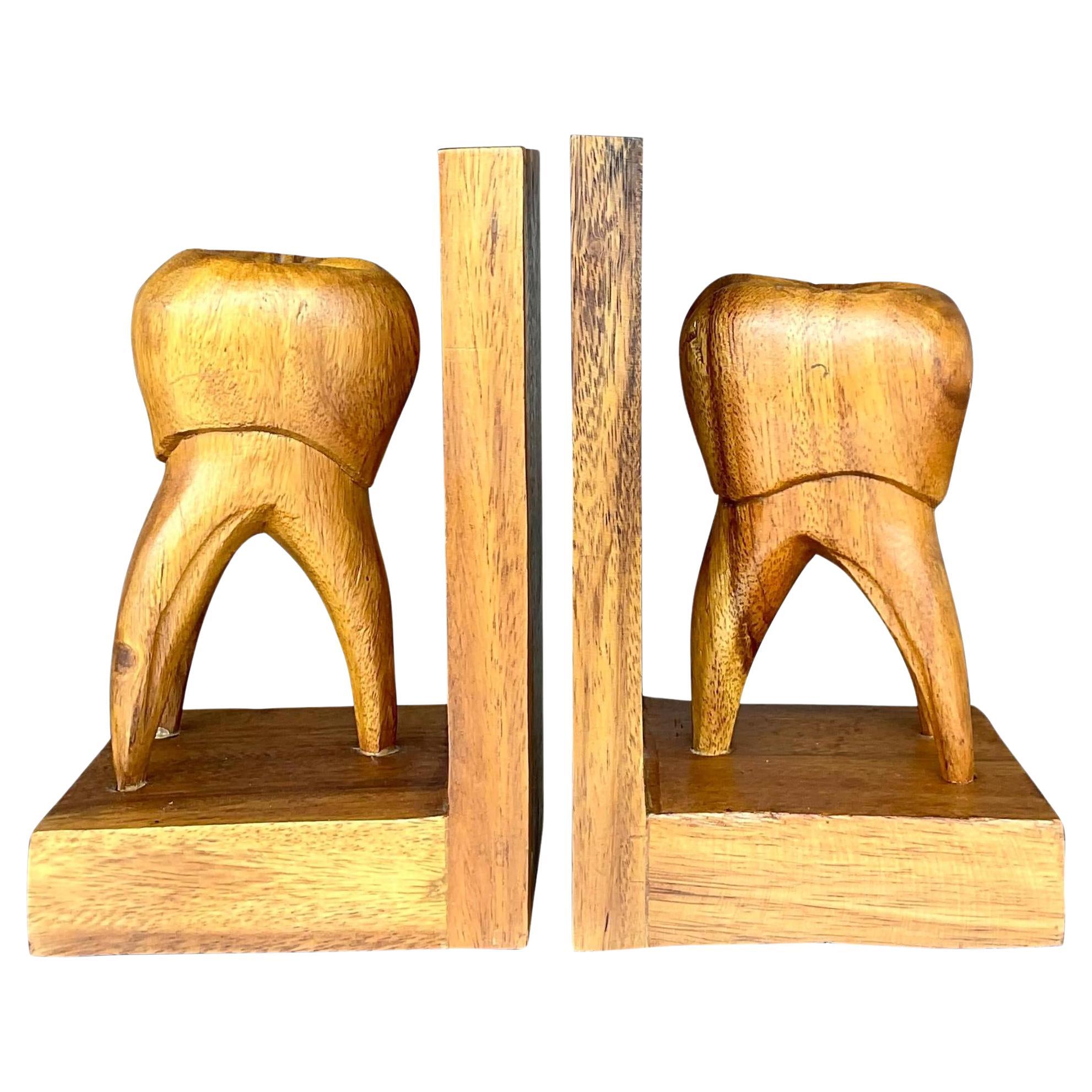 Vintage Boho Tooth Bookends - a Pair For Sale