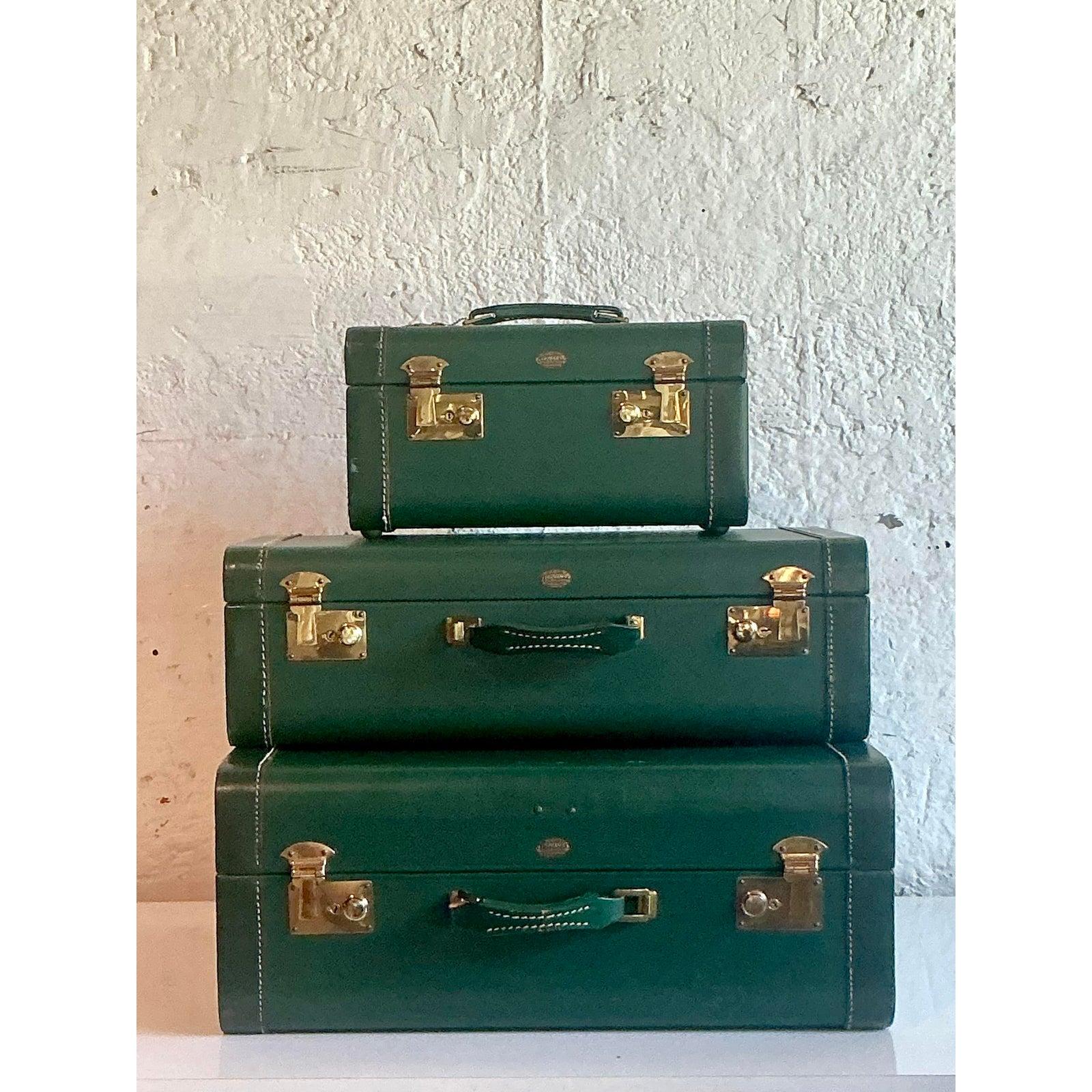 Valigie vintage Boho Topham's Hunter Green - Set di 3 in vendita 4