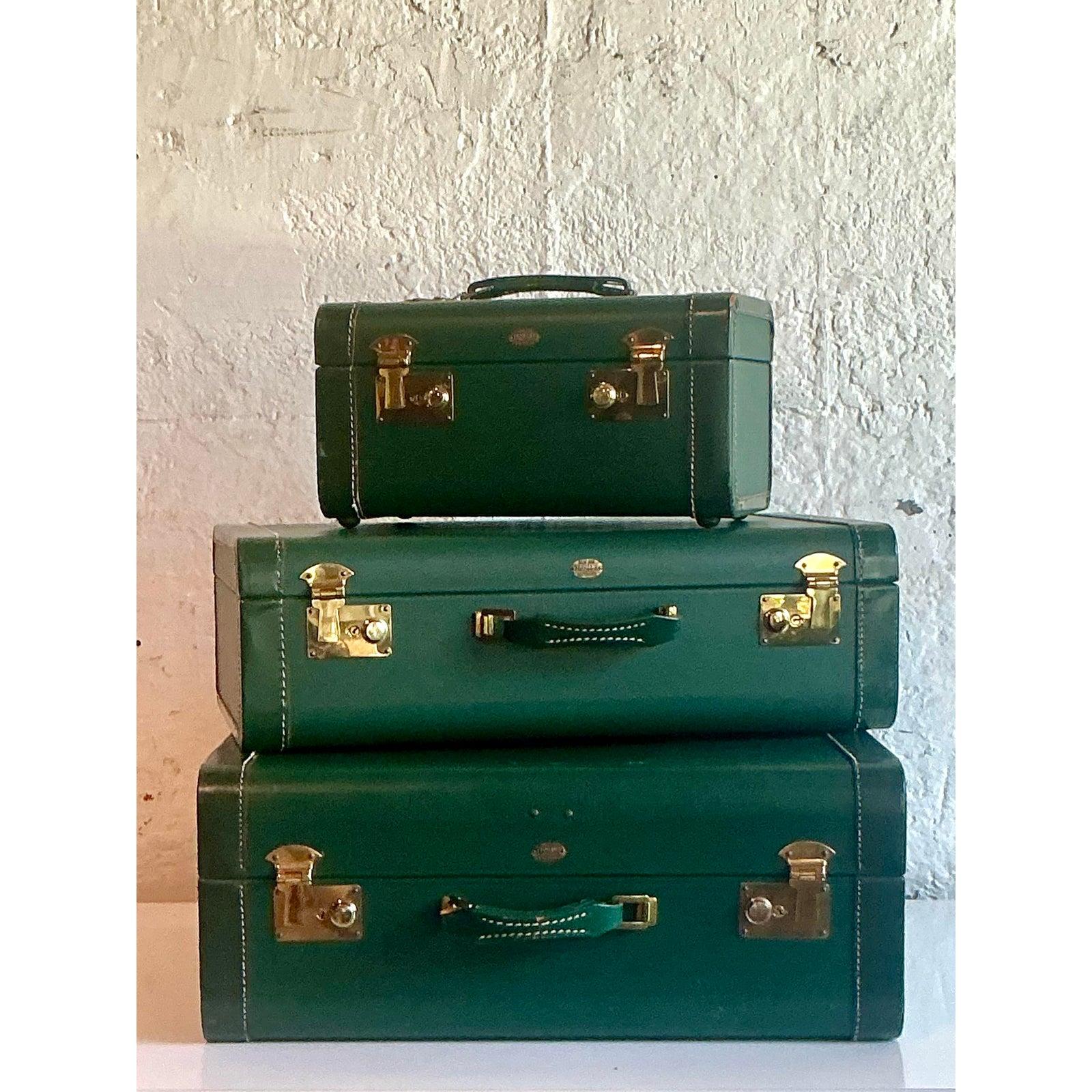 Valigie vintage Boho Topham's Hunter Green - Set di 3 in vendita 5