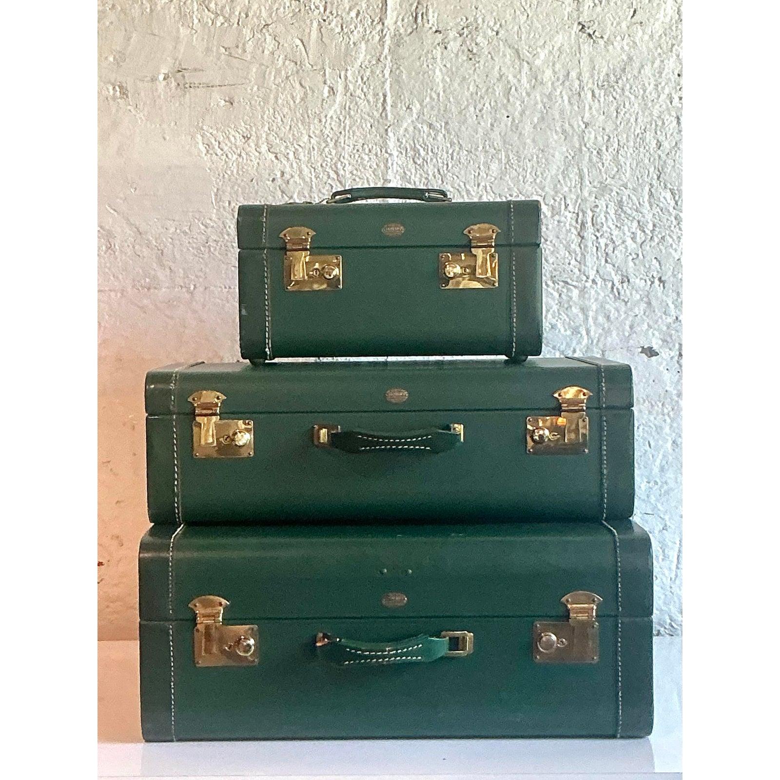 Americano Valigie vintage Boho Topham's Hunter Green - Set di 3 in vendita