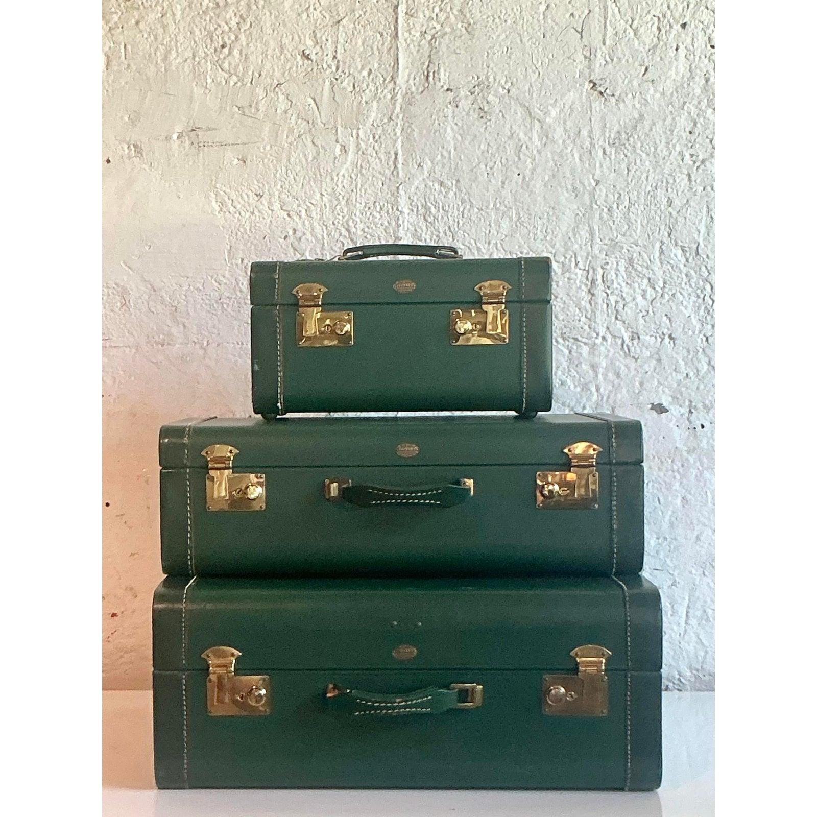 Valigie vintage Boho Topham's Hunter Green - Set di 3 in vendita 1