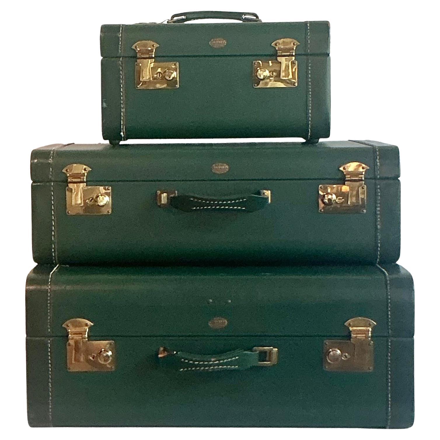 Vintage Boho Topham's Hunter Green Gepäck - Satz von 3