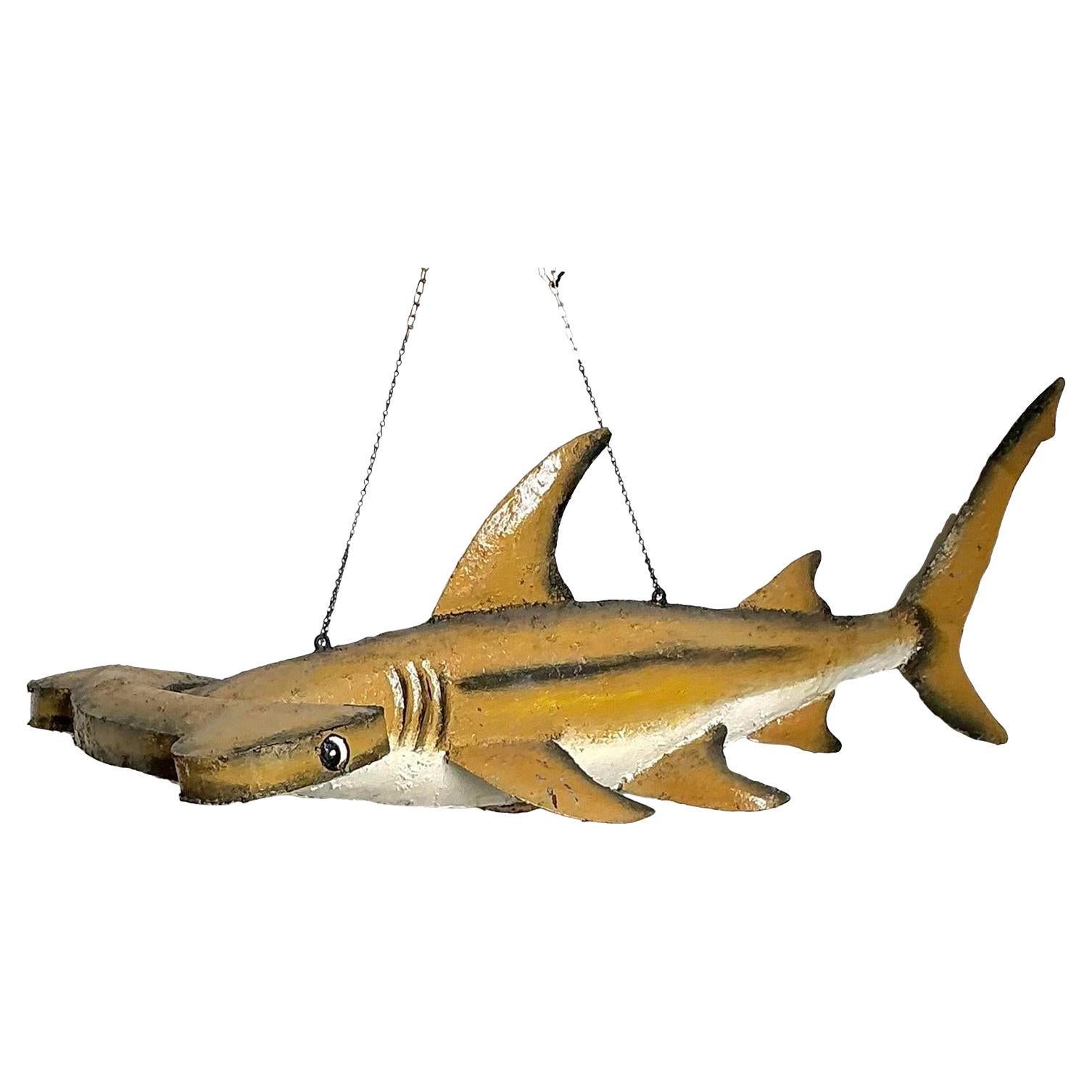 Vintage Boho Torch Cut Wrought Iron Hammer Head Shark